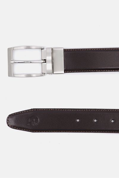 Timberland Men Brand Logo Leather Belt, Dark Brown