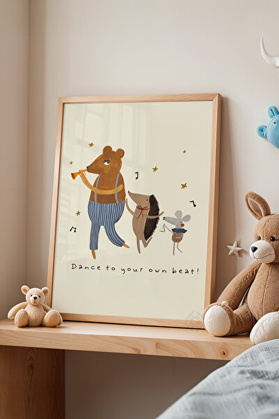 Basquiart Çocuk Odası, Bebek Odası Ahşap Çerçeveli Poster, Tablo No:39