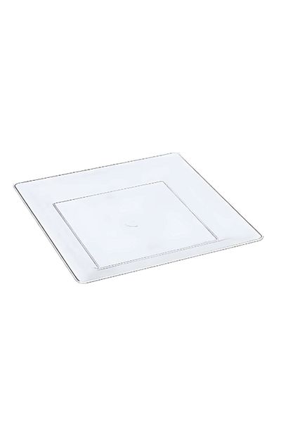 kidspartim Plastic Porcelain Look Square Transparent Plate 18 cm 10 Pieces