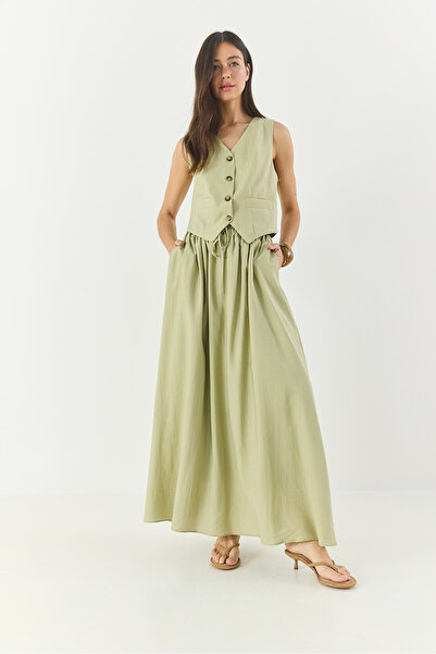 Bianco Lucci Γυναικείο γιλέκο με επένδυση τσέπης με λεπτομέρεια φούστα 9294 60281004