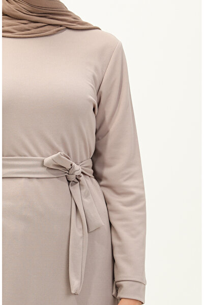 sefamerve Beige Tunic and Trousers Double Set - Slit Detail 0664-05