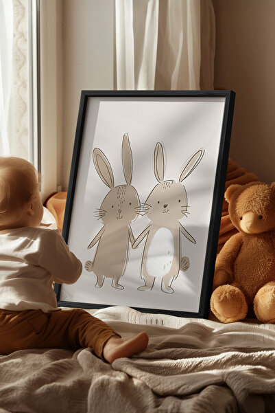Basquiart Poster cu ramă neagră pentru camera copiilor, camera bebelușilor, t...