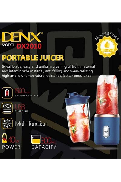 Denx Portable Blender, USB Blender, Smoothie Mini Blender, 300ml Fresh Juice Blender for Home, Travel,