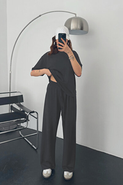 YAKAMEL Women's Modal Combed Cotton High Waist Oversize Bottom Top Set