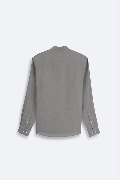 Avva Men's Gray Judge Collar 100% Linen Shirt B 002035