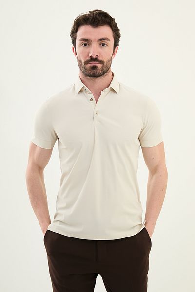 Mcr Plain Slim Fit Polo Neck Men's T-Shirt Beige - 36856.25Y