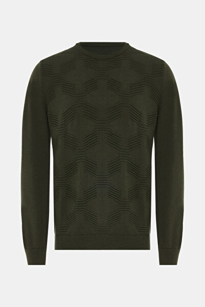 W Collection KHAKI BICYCLE COLLAR LONG SLEEVE SWEATER