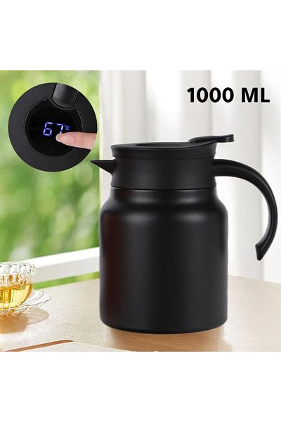 MIBRU Thermal vaccum jug SS304 1000ml with strain black