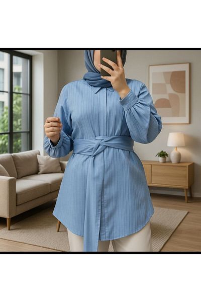 Butik Γυναικείο πουκάμισο Hijab με λεπτομέρεια Cummerbund