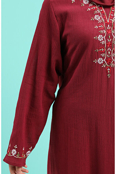 sefamerve Φόρεμα Şile Υφασμάτινο Κεντημένο 0074-06 Claret Red