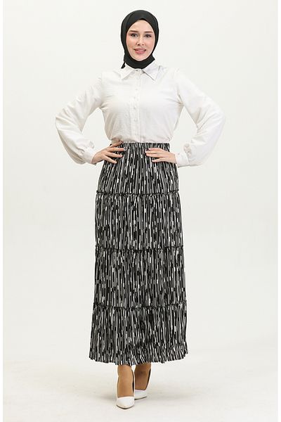 sefamerve Φούστα Almila Viscose 3161-06 Black White - Gypsy