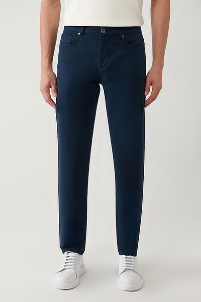 Avva Ανδρικό παντελόνι Navy Blue Slim Fit Classic μέσης 5 τσέπης A41y3071