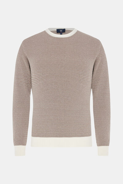 W Collection Dark Beige Crew Neck Long Sleeve Sweater