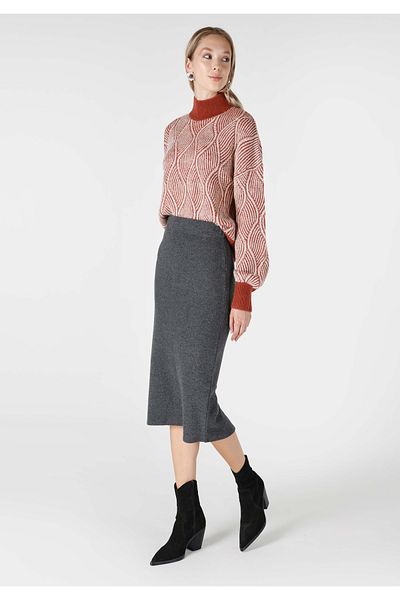 Colin's Fusta midi antracit slim fit pentru femei