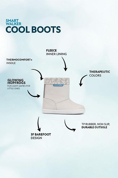 HOPFRÖG Γκρι Smart Walker Cool Boots - Αέριες και Υπερ Μάτ, Μπότες Barefoot για Παιδιά