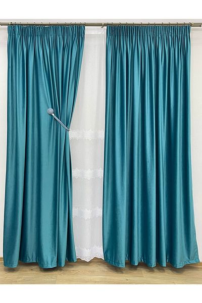 Liz Line Set of two velvet curtains, with ties and wide drapery, "Velvet lux" by Liz Line, 2x140x245-DR51214