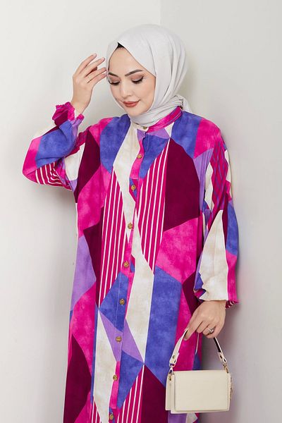 Moda MSK Φόρεμα με κουμπιά βισκόζης ροζ