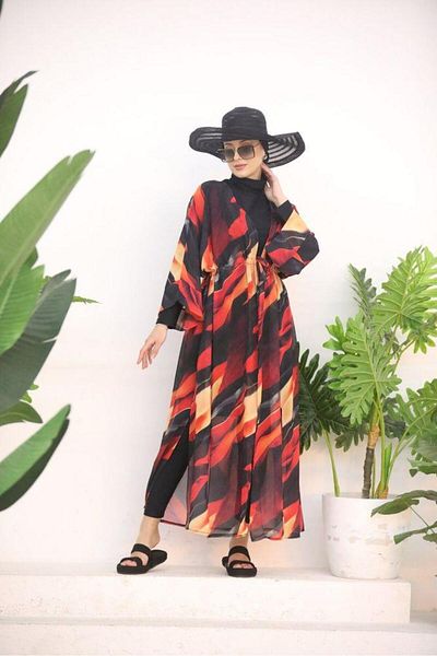 NS Tasarım Tesettür Mayo Flame Pattern Pareo