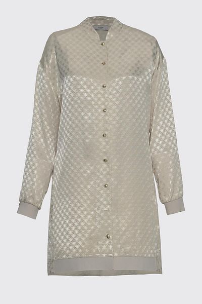 Zühre Jacquard Judge Collar Stone Jacket C-0134