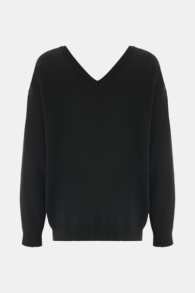 W Collection Black V-Neck Long Sleeve Sweater