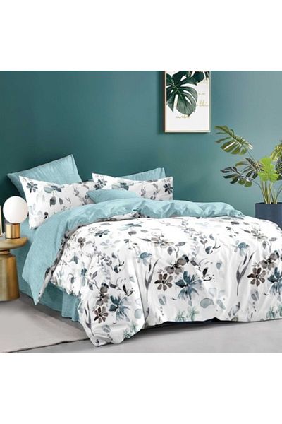 Pucioasa Lenjerie Pat Dublu Model Floral Bleu-gri