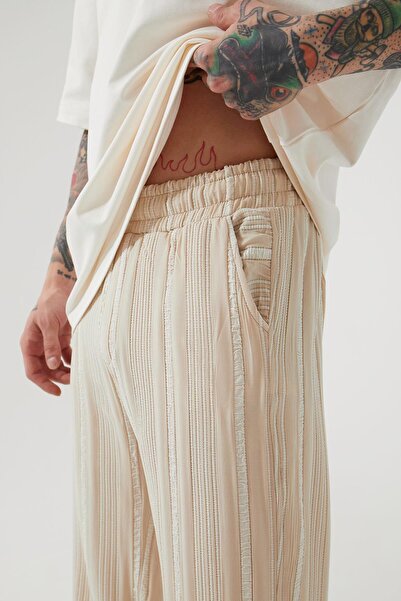 Machinist Men's Maroken Barbaros Striped Relaxed Baggy Stone Sweatpants