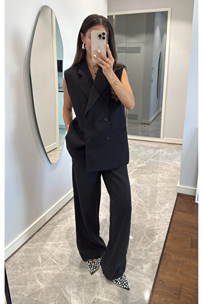 My Blog Fekete fekete gombos mellény nadrágkosztüm - 9568