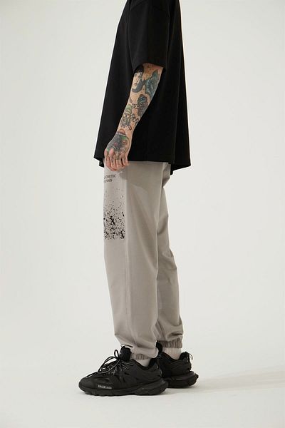 Machinist Ανδρικό Aesthetic Dreams Printed Relaxed Jogger ανοιχτό γκρι παντελόνι