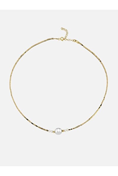 LİNYA JEWELLERY Asel Gümüş Toplu İncili Hematit Taşlı Kolye