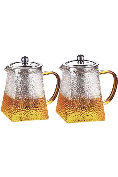 Quasar & Co. Set of 2 Quasar & Co.® teapots, for tea/coffee with infuser, 1x650ml, 1x750ml, borosilicate glass/stainless steel