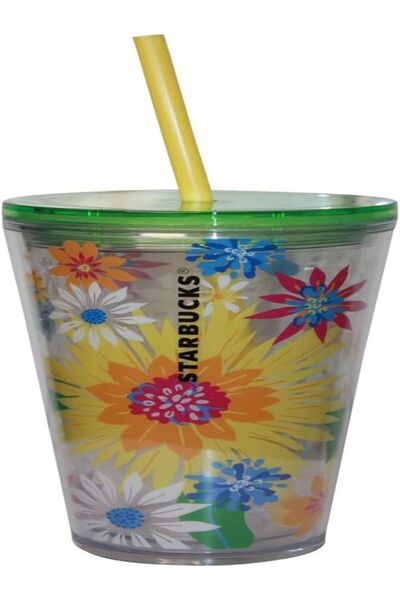Starbucks ® Çiçek Desenli Soğuk Içecek Bardağı - Sert Plastik