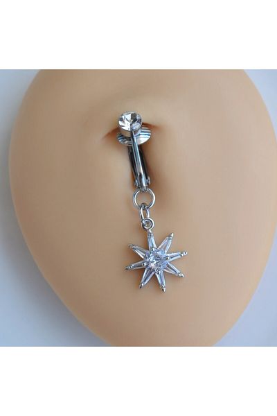 Heppii Non-Perforated North Star Dangle Compression Clip-On Belly Piercing Belly Piercing