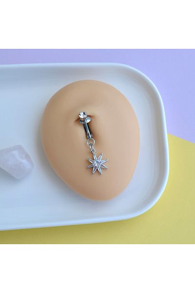 Heppii Non-Perforated North Star Dangle Compression Clip-On Belly Piercing Belly Piercing