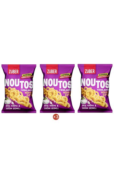 Züber Noutos Chickpea Chips with Sour Cream and Onion Seasoning 55Gr (3 Pcs)