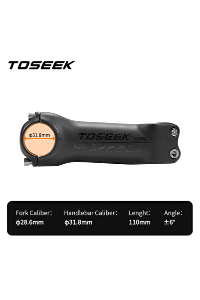 Choice6 جذع دراجة كربوني TOSEEK بزاوية 6-110 مم، 6/17 درجة، مناسب للدراجات ال...