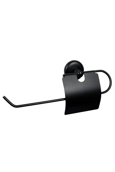 flores Long metal holder with lid for towel/paper roll, matt black, 290 mm