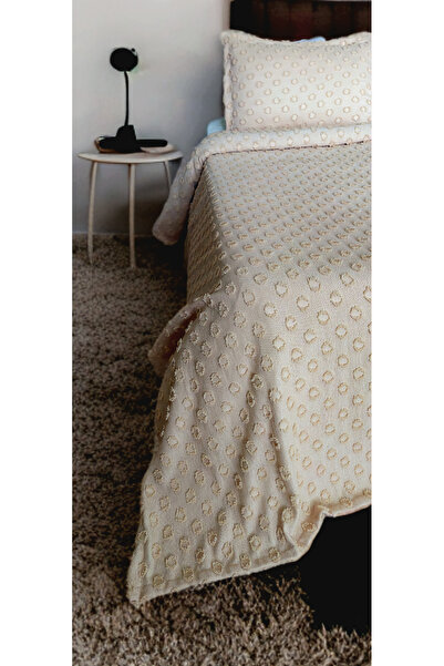 baladı home ev tekstil home collection Çift Kişilik Ponponlu Yatak Örtüsü ( TAKIM 3 parça ) Yatak Örtüsü ve 2 yastık kılıf