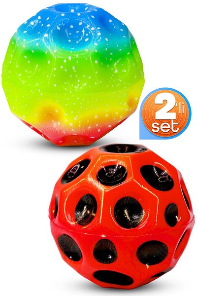 Telvesse 2-Pack High Bouncing Ball Moonball Galaxy Space Moon Ball Extreme Bouncing Garden Toy Crater Sky