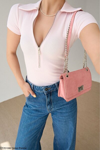 Lupies Kadın Pembe Polo Yaka Kısa Kol Body