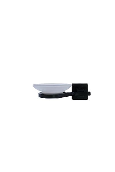 flores Metal side stand, matte black, with soap dish, matte white, A13402