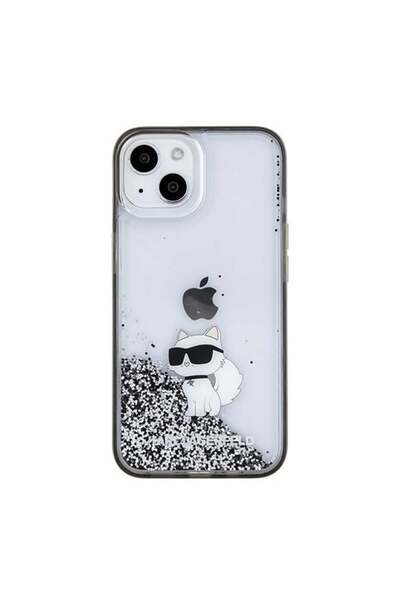 Karl Lagerfeld Θήκη για iPhone 13, iPhone 14, iPhone 15, Σκληρή θήκη με υγρό γκλίτερ, Karl Lagerfeld - Διαφανής