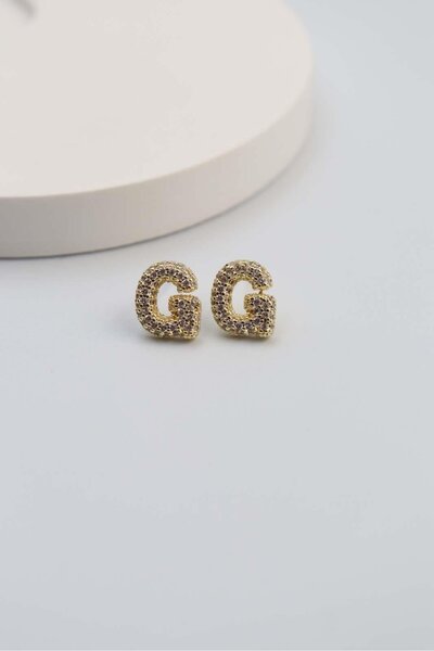 BY CANSU ACCESSORİES Gold Harf Küpe