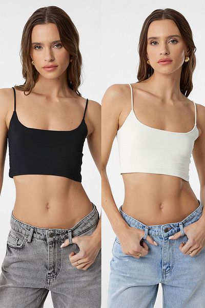 Antioch Black-Ecru 2 Pack Women's Strappy Top