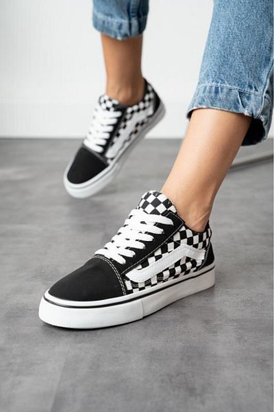 Ayax Checkerboard Patterned Black and White Casual Unisex (women's/men's) Sneaker