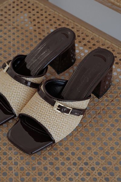 Meral Özgenç Single Strap Heeled Slippers