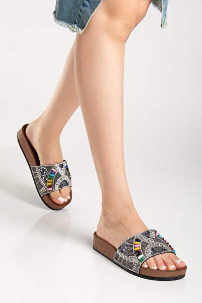 Genetti Pien Model Stylish Women's Slipper Shoes with Stones