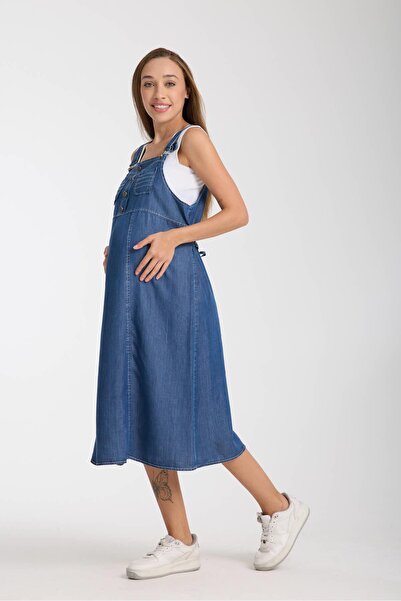 Işşıl IŞŞIL 4560-Lyocell Κρεμαστό Φόρεμα Μίντι Μήκους Έγκυος Gardener