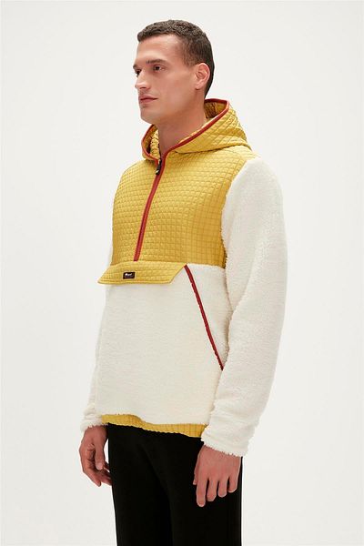 Bad Bear سويت شيرت رجالي من Leonard Half Zip Plush بياقة واقفة باللون البيج