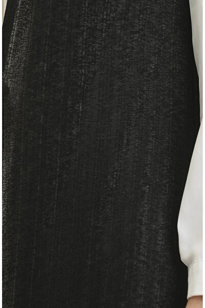 sefamerve Large Size Draped Long Seasonal Vest 8739-04 Black