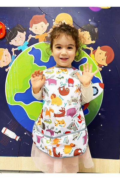 yorni 2 Pieces, 3-7 Years Old, Zoo Liquid Proof, Machine Washable, Short Sleeve Activity Activity Painting Apron